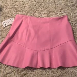 Pink leather skirt
